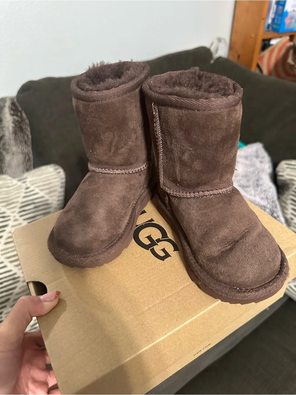 UGG Kids Chocolate Brown tall Classic Sheepskin Boots 8 toddler